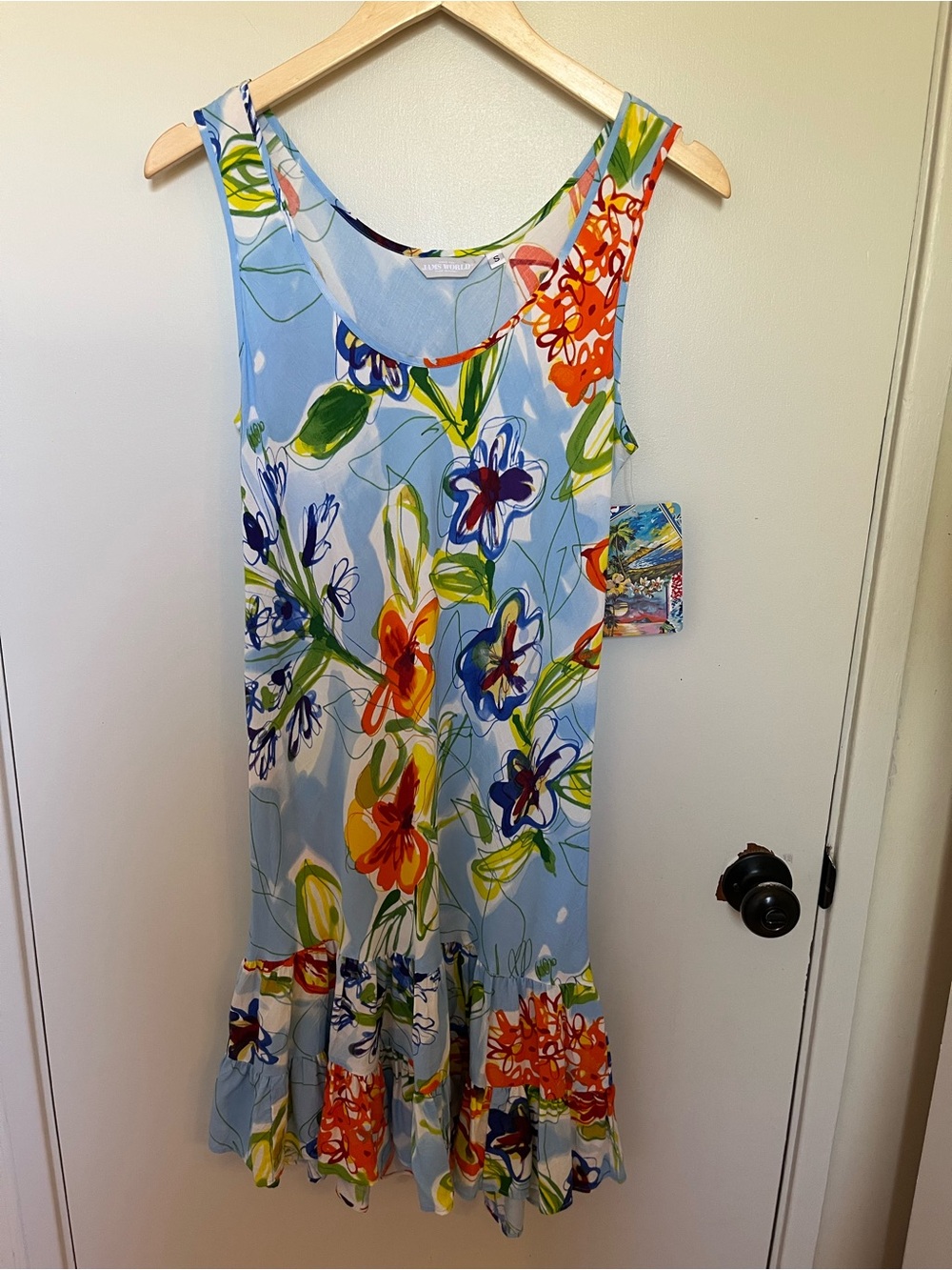 Jams World Floral Print Ruffle Hem Sleeveless Midi Dress Sz small
